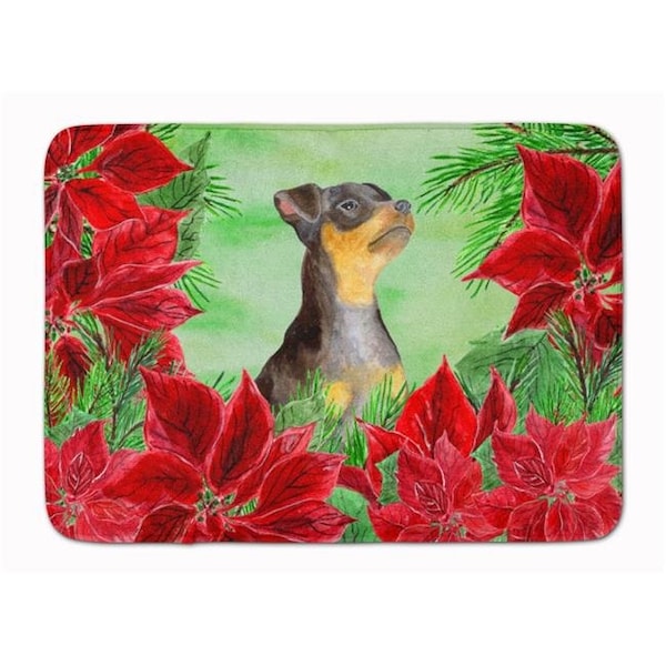 Carolines Treasures Carolines Treasures CK1371RUG Miniature Pinscher No.2 Poinsettas Machine Washable Memory Foam Mat CK1371RUG - main